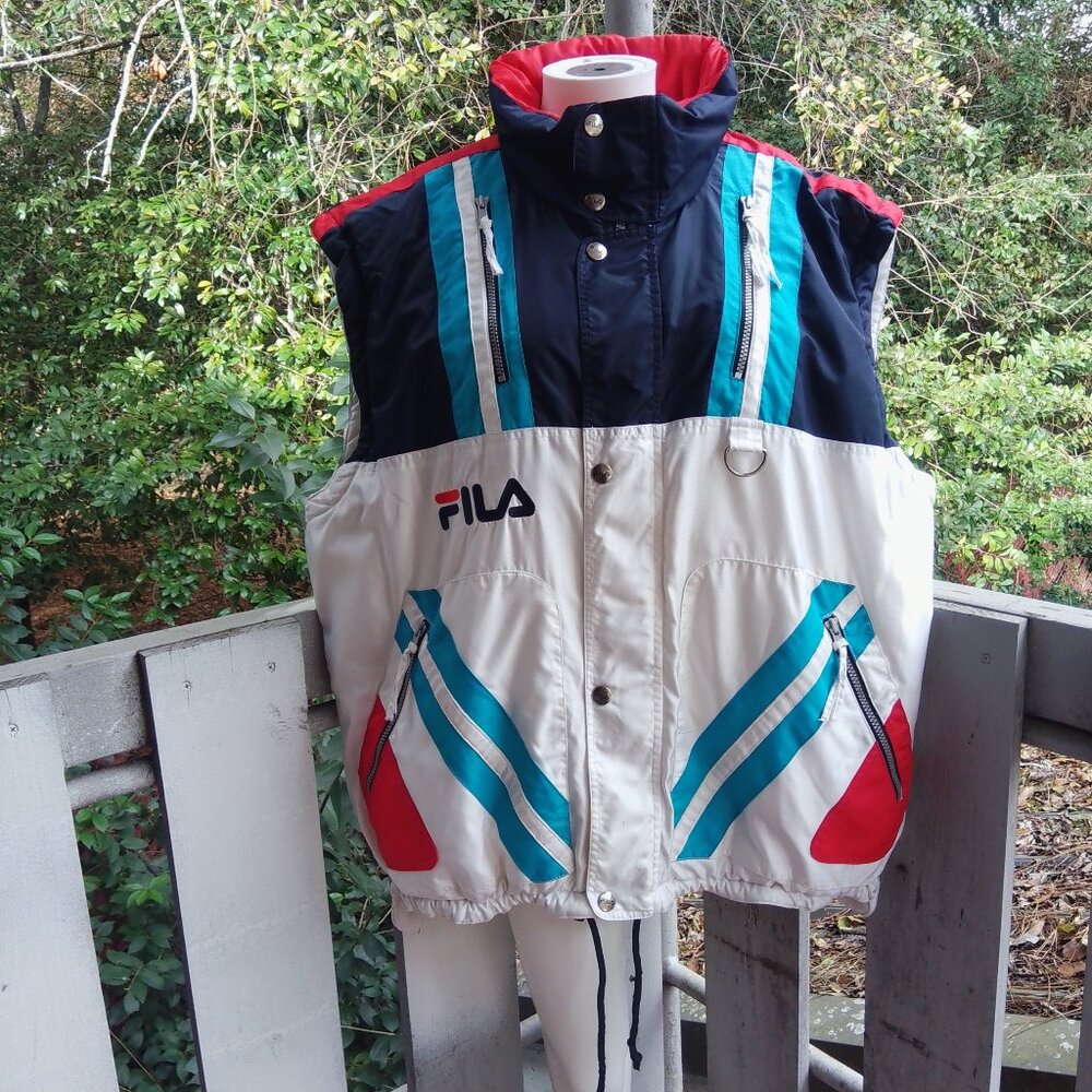 FILA 90s Vintage ITALIA Ski Puff Vest Jacket Size 44